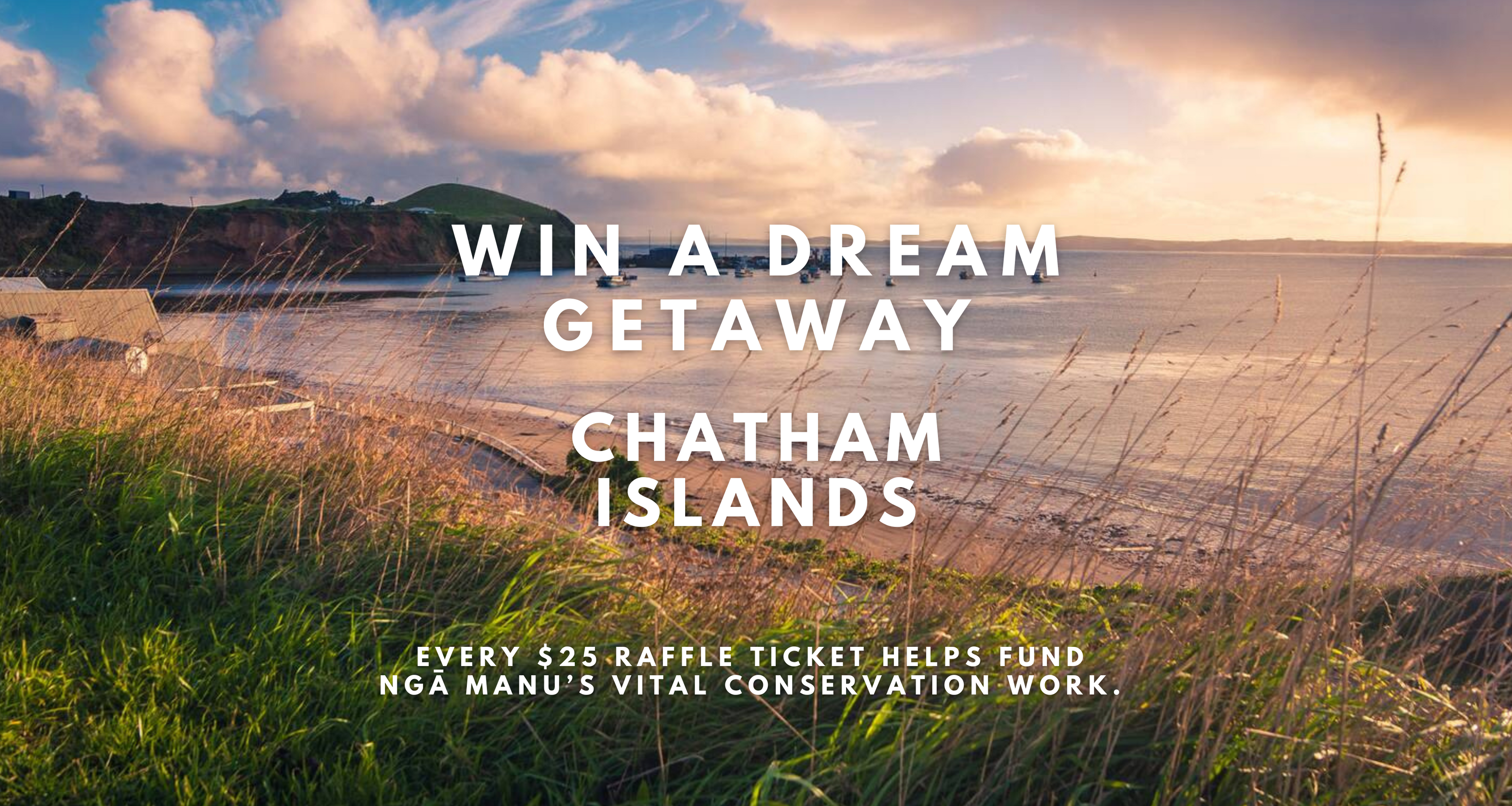 Poster for the Chatham Islands raffle competition with Ngā Manu Nature Reserve, Kāpiti Coast